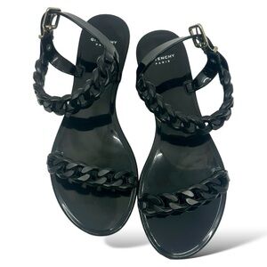 GIVENCHY Rubber Chain Ankle Strap Black Women’s Sandals NEW Size 8